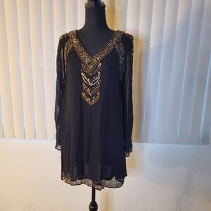 NWOT Glamorous Black Beaded Dress - A Showstopper!